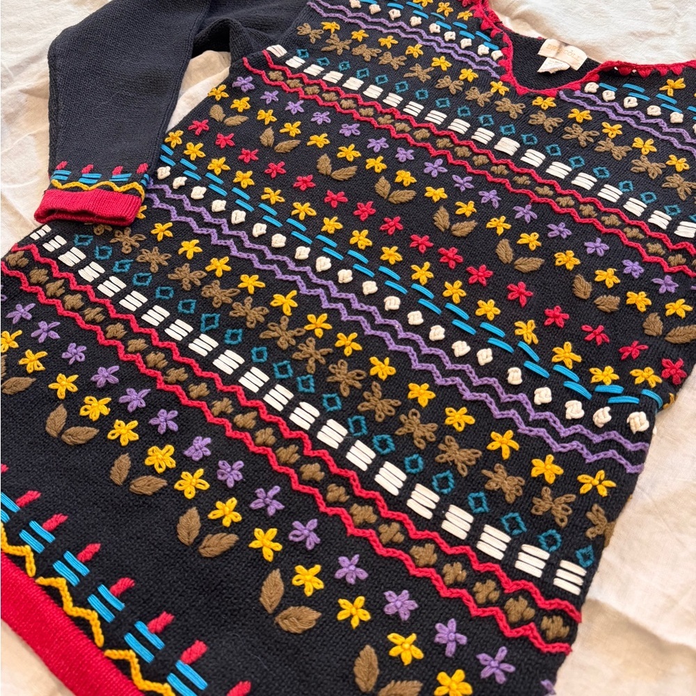 Vintage cotton ramie Embroidered spring sweater small to medium - Picture 8 of 13